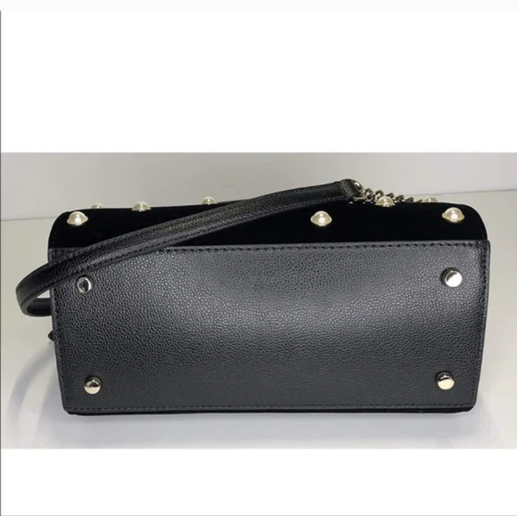 EUC Kate Spade New York Reily Laurel Way Blk Velvet Pearl Stud Crossbody Handbag - Picture 6 of 10